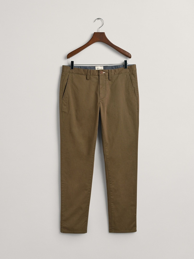 GANT Juniper Green Slim Fit Cotton Twill Chino Trousers - Image 5 of 5