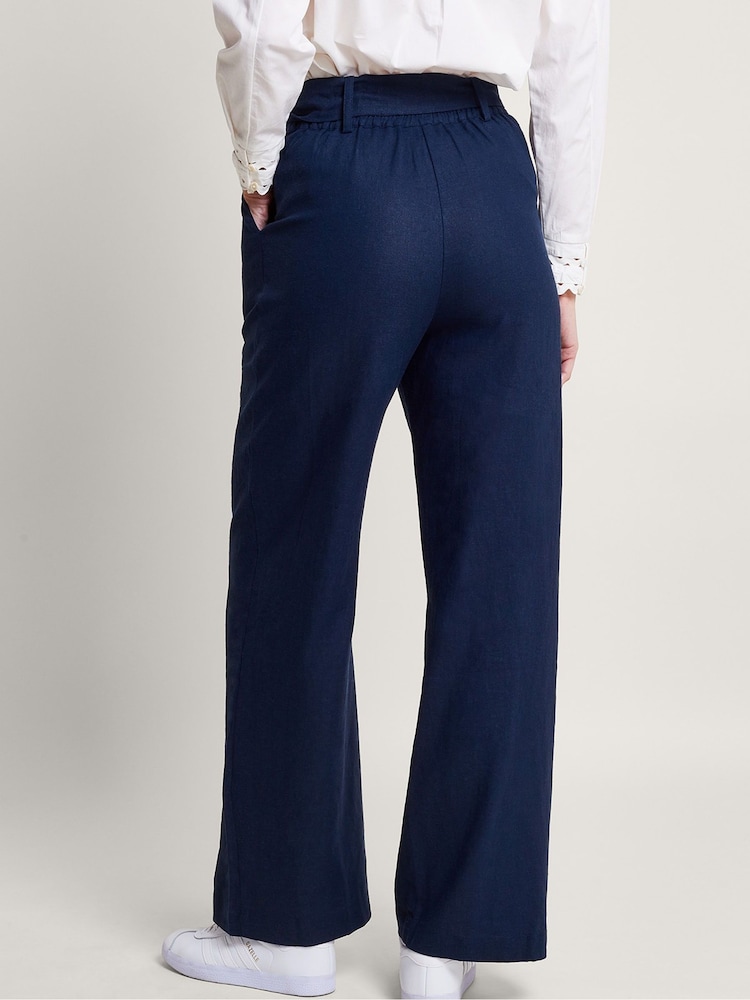 Monsoon Blue Mabel Regular Length Linen Trousers - Image 2 of 5