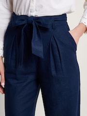 Monsoon Blue Mabel Regular Length Linen Trousers - Image 4 of 5