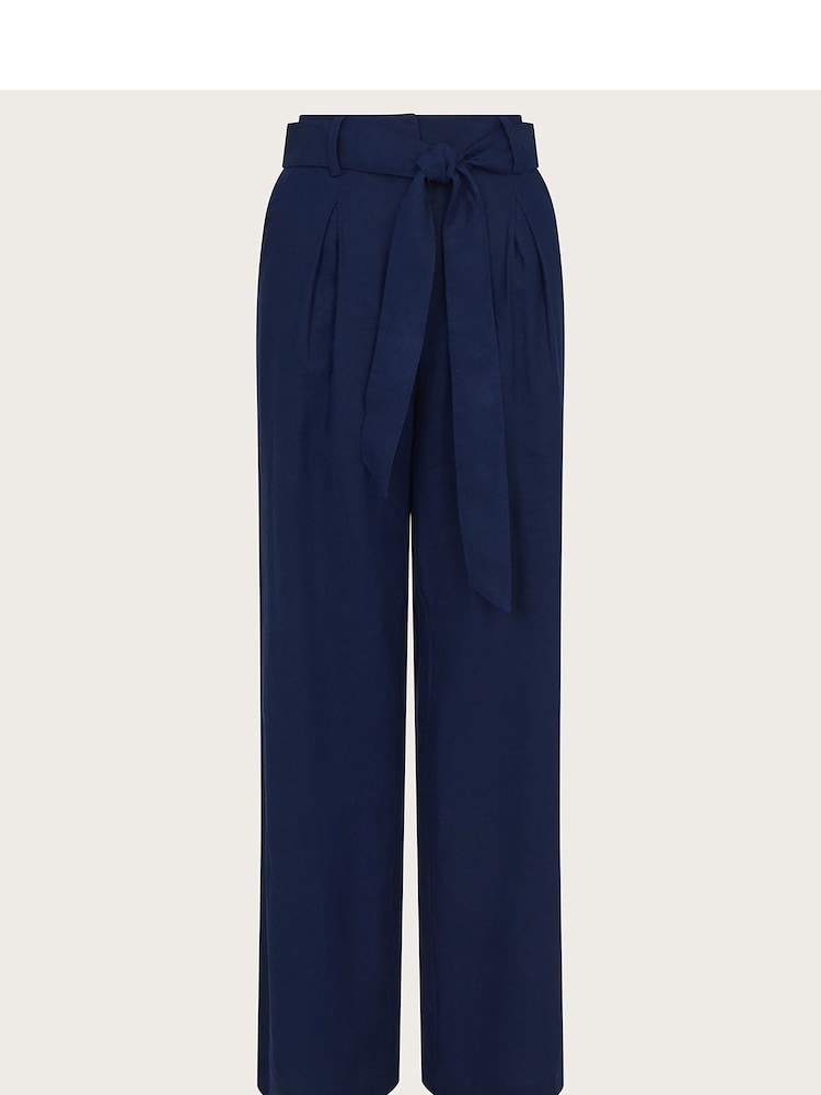 Monsoon Blue Mabel Regular Length Linen Trousers - Image 5 of 5