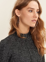 Black Cosy Rib Sparkle High Neck Long Sleeve Top - Image 4 of 7