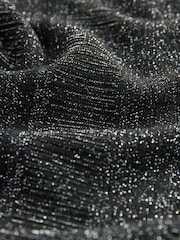 Black Cosy Rib Sparkle High Neck Long Sleeve Top - Image 6 of 7
