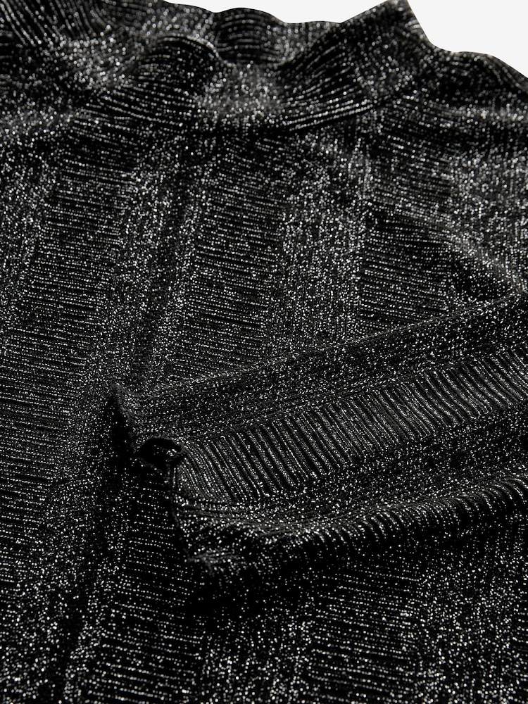 Black Cosy Rib Sparkle High Neck Long Sleeve Top - Image 7 of 7