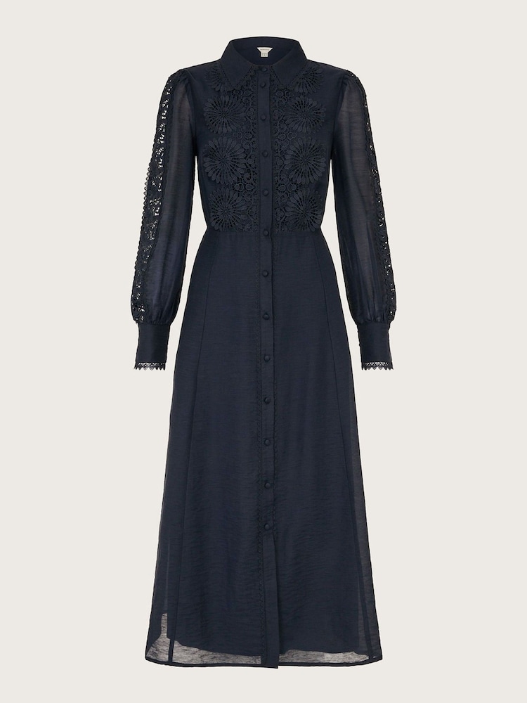 Monsoon Blue Abi Lace Shirt Dress - Image 5 of 5