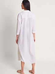 Monsoon White Kira Longline Textured Kira Kaftan - Image 2 of 5