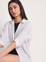Monsoon White Kira Longline Textured Kira Kaftan - Image 4 of 5