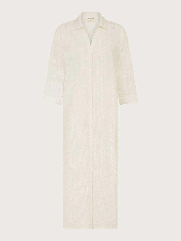 Monsoon White Kira Longline Textured Kira Kaftan - Image 5 of 5