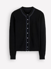 Boden Black Violet Velvet Trim Cardigan - Image 5 of 6