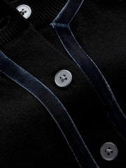 Boden Black Violet Velvet Trim Cardigan - Image 6 of 6