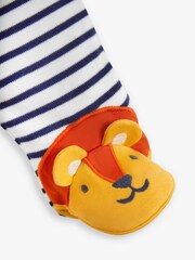 JoJo Maman Bébé Cream Lion Appliqué Zip Cotton Baby Sleepsuit - Image 6 of 6