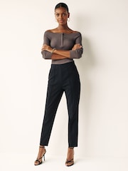 Black Jersey Seam Front Tapered Trousers - Image 1 of 6