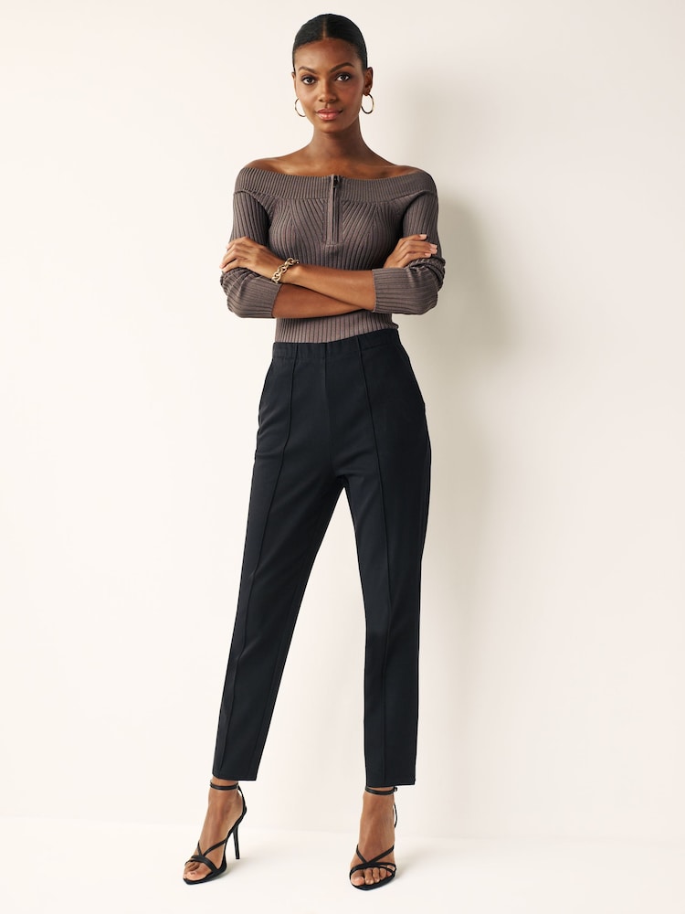 Black Jersey Seam Front Tapered Trousers - Image 1 of 6
