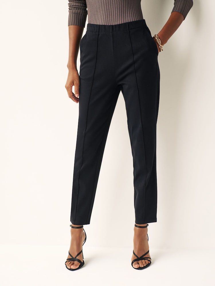 Black Jersey Seam Front Tapered Trousers - Image 2 of 6
