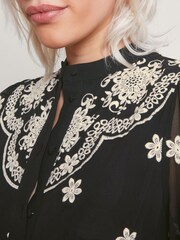 Monsoon Black Embroidered Fiori Shirt Dress - Image 4 of 5
