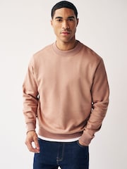 Clay/Neutral Regular Fit Jersey Cotton Rich Crew Sweatshirt - Image 1 of 8