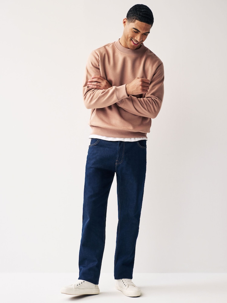 Clay/Neutral Regular Fit Jersey Cotton Rich Crew Sweatshirt - Image 2 of 8