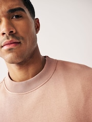 Clay/Neutral Regular Fit Jersey Cotton Rich Crew Sweatshirt - Image 4 of 8