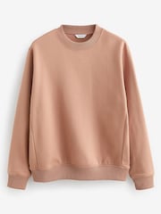 Clay/Neutral Regular Fit Jersey Cotton Rich Crew Sweatshirt - Image 6 of 8