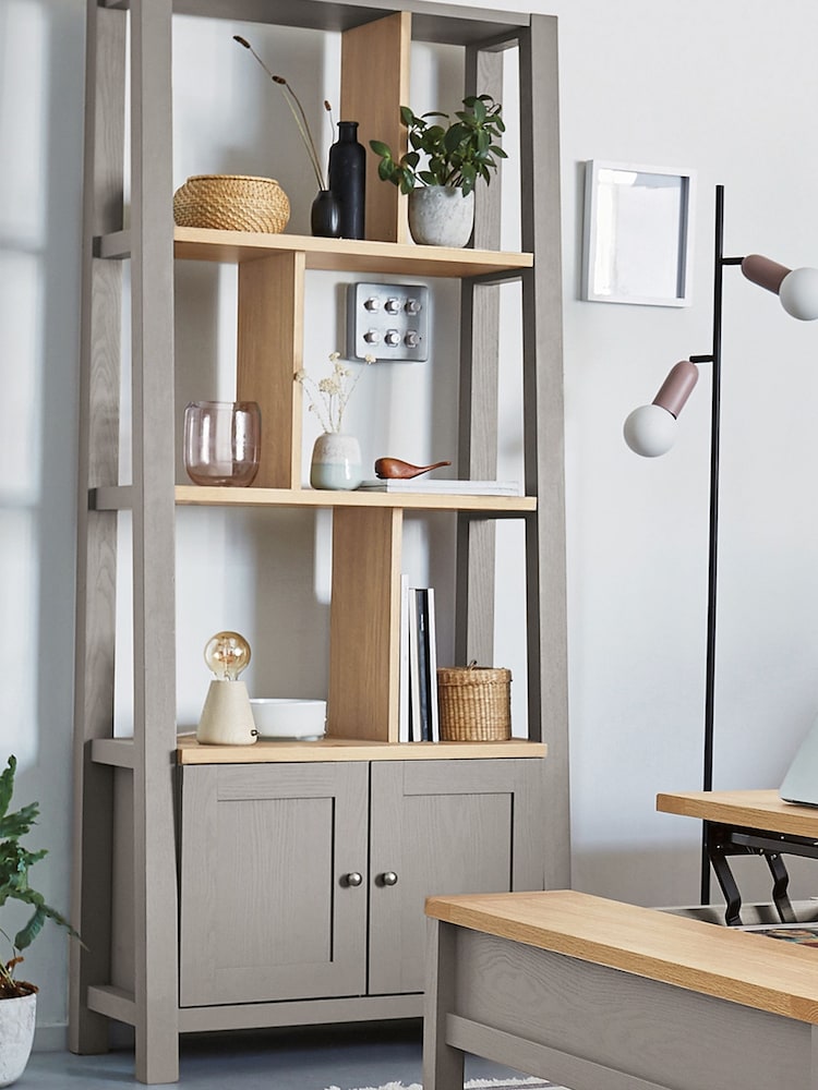 Dove Grey Malvern Oak Effect Storage Ladder Shelf - Image 1 of 9