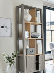 Dove Grey Malvern Oak Effect Storage Ladder Shelf - Image 2 of 9