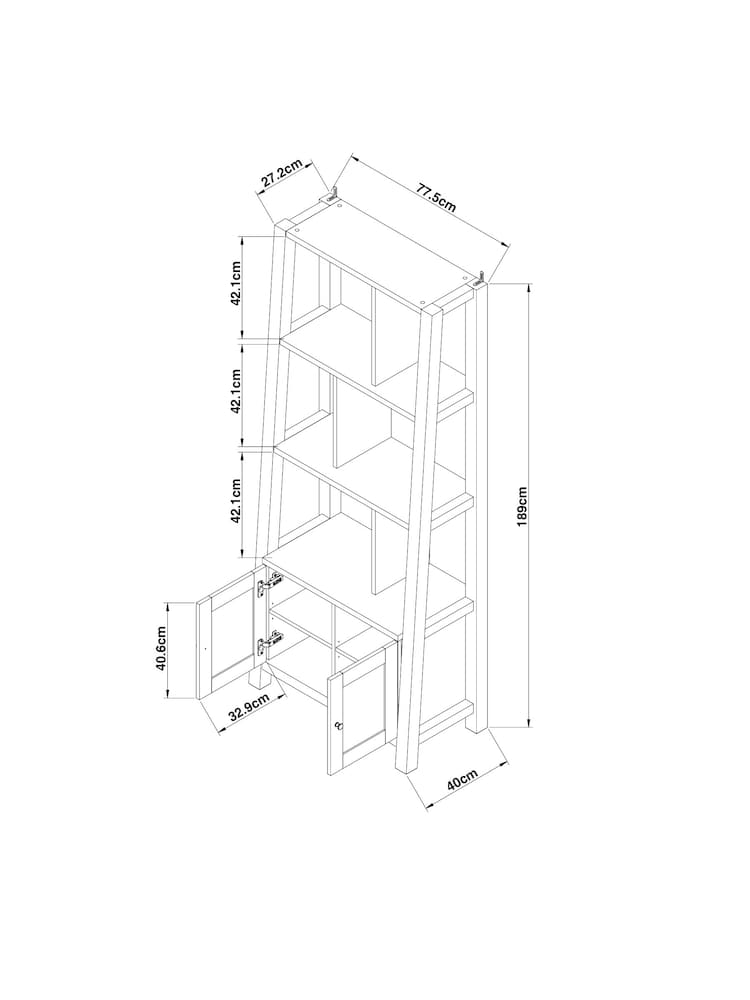 Dove Grey Malvern Oak Effect Storage Ladder Shelf - Image 2 of 9