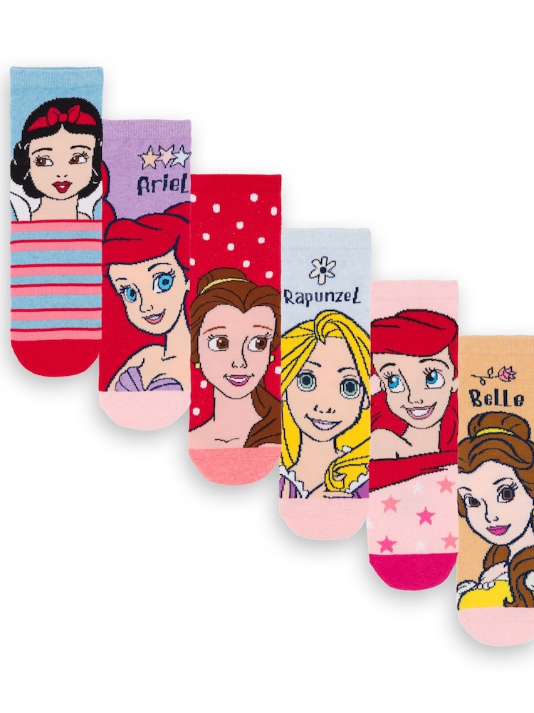 Vanilla Underground Pink Girls Disney Princess Socks 6 Pack - Image 1 of 4