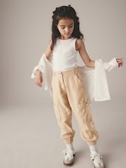 Stone Linen Mix Cargo Trousers (3-16yrs) - Image 1 of 7