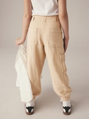 Stone Linen Mix Cargo Trousers (3-16yrs) - Image 3 of 7