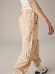 Stone Linen Mix Cargo Trousers (3-16yrs) - Image 4 of 7