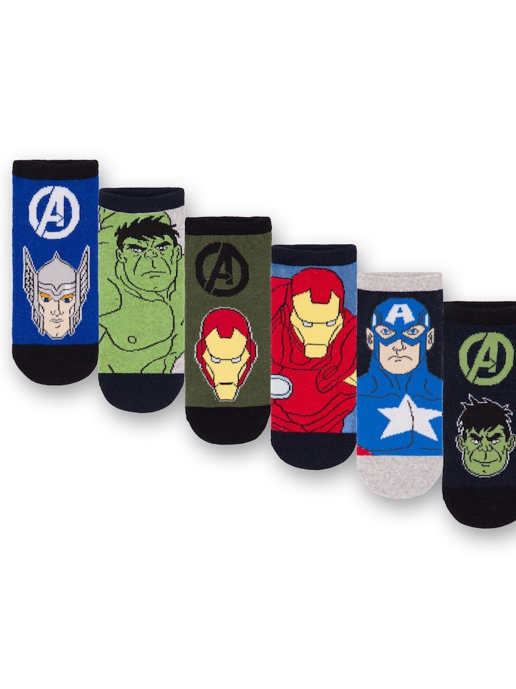 Vanilla Underground Black Marvel Boys Character Socks 6 Pack - Image 1 of 3