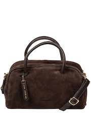 Marrón oscuro - Bolso de noche pequeño de ante Faith de Pure Luxuries London - Imagen 2 de 7