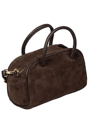 Marrón oscuro - Bolso de noche pequeño de ante Faith de Pure Luxuries London - Imagen 3 de 7