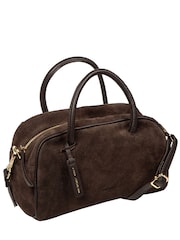 Marrón oscuro - Bolso de noche pequeño de ante Faith de Pure Luxuries London - Imagen 4 de 7