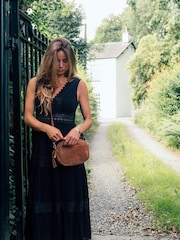 Pure Luxuries London Brown 'Fable' Suede Cross-Body Bag - Image 1 of 7