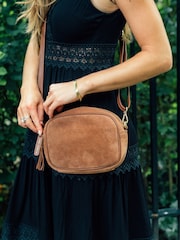 Pure Luxuries London Brown 'Fable' Suede Cross-Body Bag - Image 2 of 7