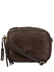 Pure Luxuries London Dark Brown 'Fable' Suede Cross-Body Bag - Image 2 of 7