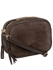Pure Luxuries London Dark Brown 'Fable' Suede Cross-Body Bag - Image 3 of 7