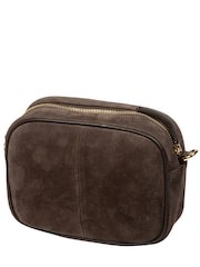 Pure Luxuries London Dark Brown 'Fable' Suede Cross-Body Bag - Image 4 of 7
