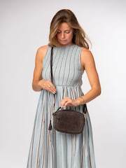 Pure Luxuries London Dark Brown 'Fable' Suede Cross-Body Bag - Image 7 of 7