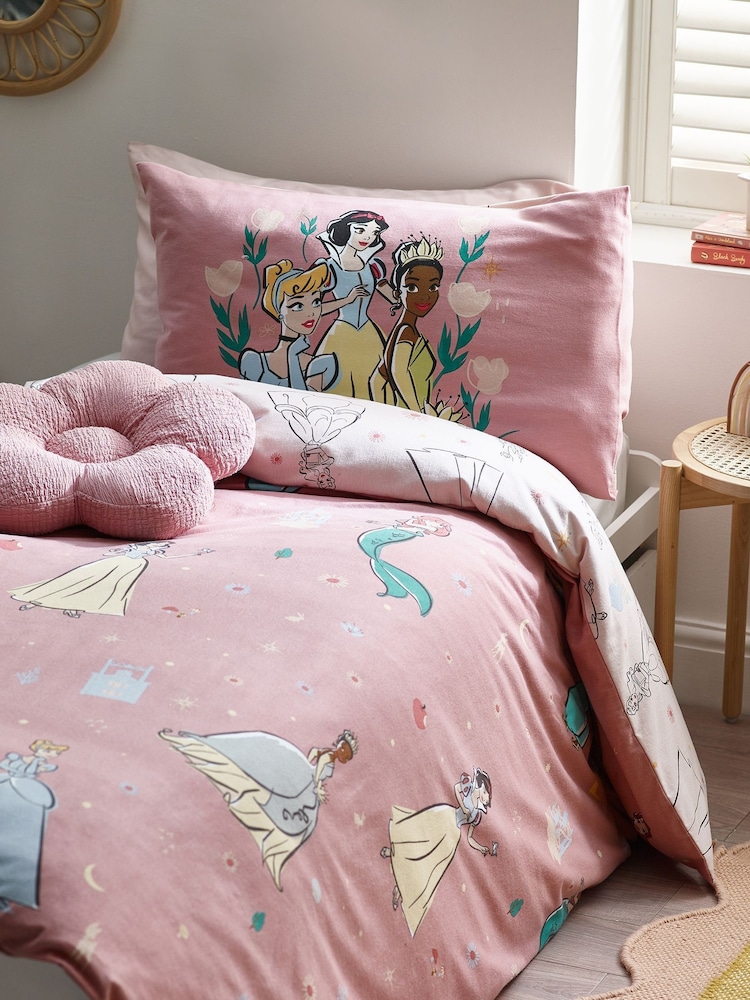 Pink Disney Princess Supersoft Brushed 100% Cotton Duvet Cover and Pillowcase Set - Image 1 of 9