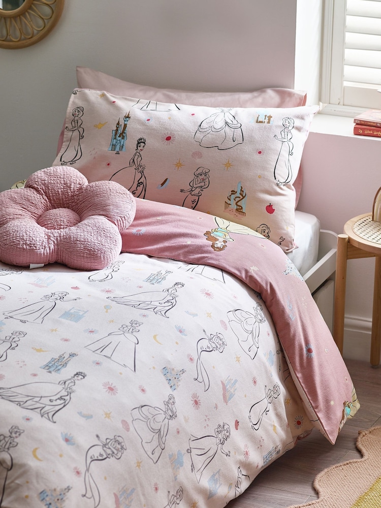 Pink Disney Princess Supersoft Brushed 100% Cotton Duvet Cover and Pillowcase Set - Image 2 of 9