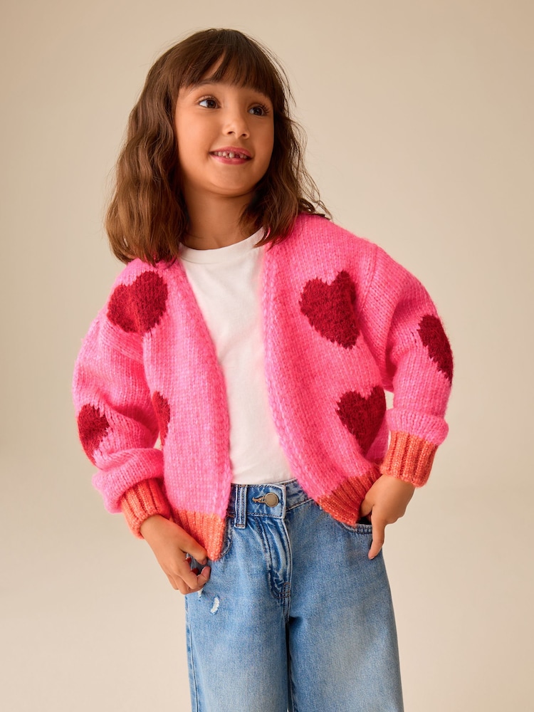 Pink Heart Lofty Cardigan (3-16yrs) - Image 1 of 9