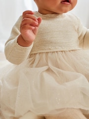 Cream/Gold Sparkle Baby Knitted Mesh Tutu Dress (0mths-2yrs) - Image 5 of 8