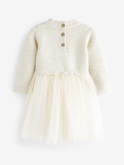 Cream/Gold Sparkle Baby Knitted Mesh Tutu Dress (0mths-2yrs) - Image 6 of 8