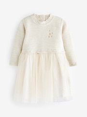 Cream/Gold Sparkle Baby Knitted Mesh Tutu Dress (0mths-2yrs) - Image 7 of 8