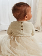 Cream/Gold Sparkle Baby Knitted Mesh Tutu Dress (0mths-2yrs) - Image 3 of 8