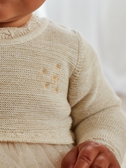 Cream/Gold Sparkle Baby Knitted Mesh Tutu Dress (0mths-2yrs) - Image 4 of 8