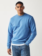 Bright Blue Regular Fit Cotton Rich Jersey Crew Sweatshirt - Image 1 of 7