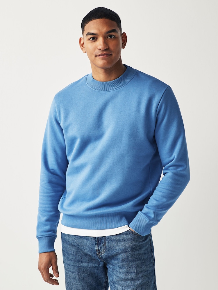 Bright Blue Regular Fit Cotton Rich Jersey Crew Sweatshirt - Image 1 of 7