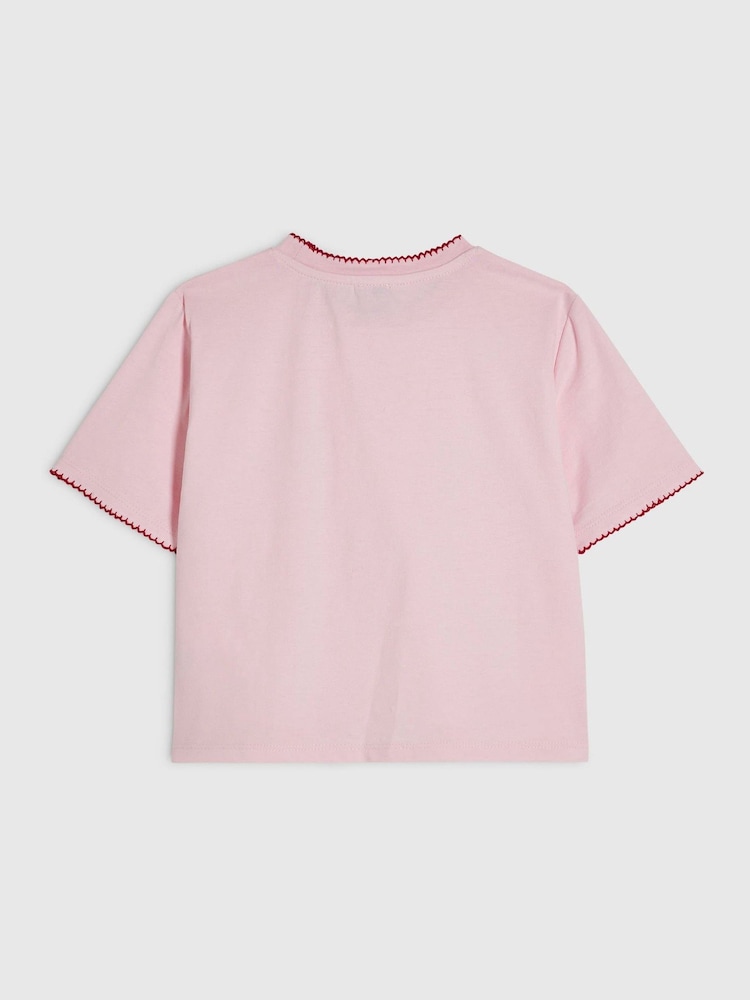 River Island Pink Stripe Embellished T-Shirt - Image 2 of 4